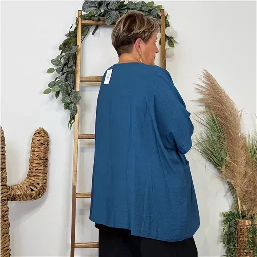 Z138- Tunique Oversize 2 Poches 🇮🇹 (bleu canard) – Image 3