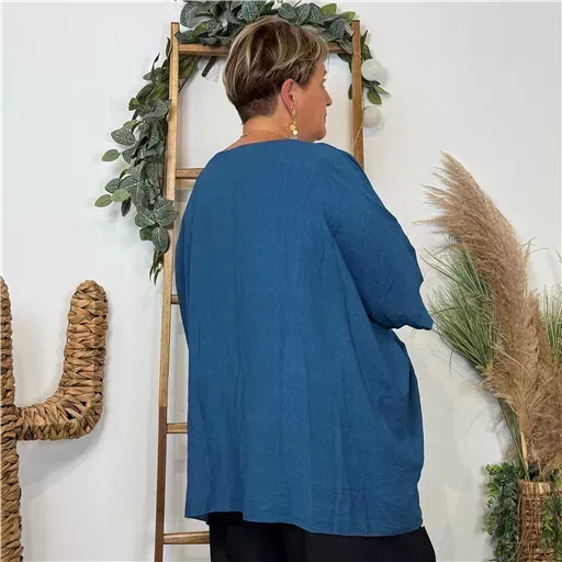 Z138- Tunique Oversize 2 Poches 🇮🇹 (bleu canard) – Image 5
