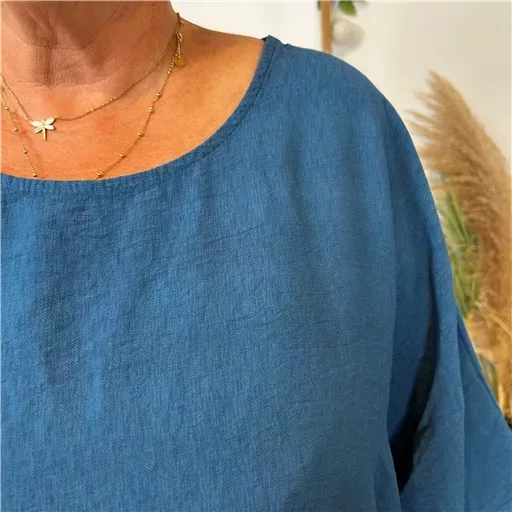 Z138- Tunique Oversize 2 Poches 🇮🇹 (bleu canard) – Image 7