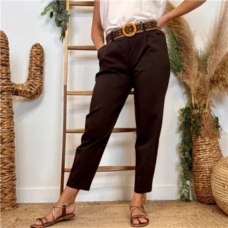 L750- Pantalon coupe fuseau (TU) 🇮🇹 (marron)