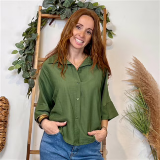 K121- Chemisier fluide (Tu) 🇮🇹 (kaki)