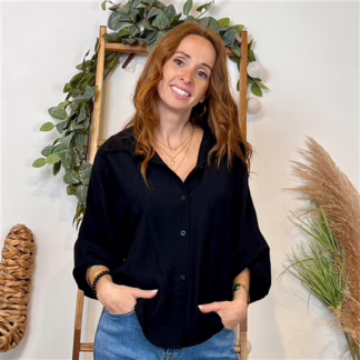 K121- Chemisier fluide (Tu) 🇮🇹 (noir)