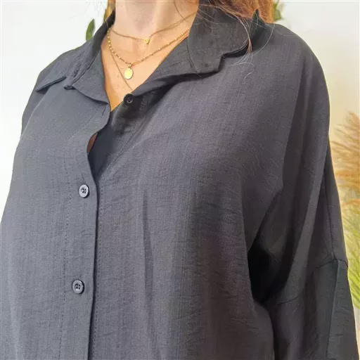 K119- Chemisier fluide (Tu) 🇮🇹 (noir) – Image 4