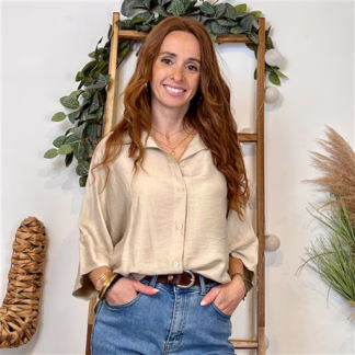 K121- Chemisier fluide (Tu) 🇮🇹 (beige)