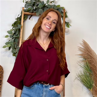 K121- Chemisier fluide (Tu) 🇮🇹 (bordeaux)