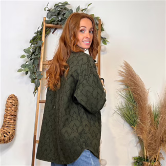 K116- Veste « Coton brodé…» (Tu) 🇮🇹 (kaki)