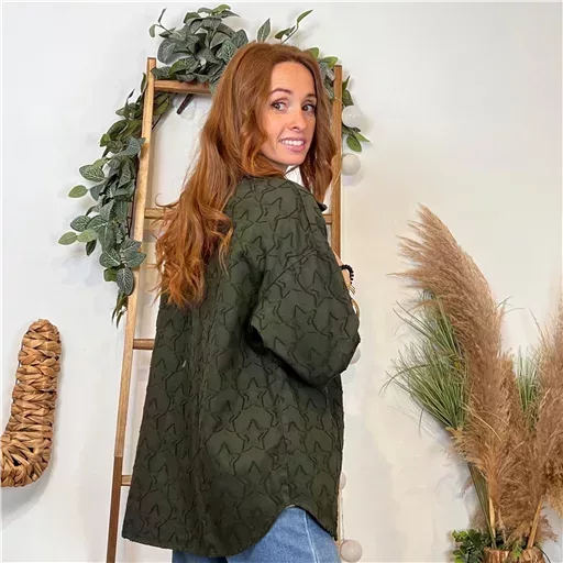 K116- Veste « Coton brodé…» (Tu) 🇮🇹 (kaki)