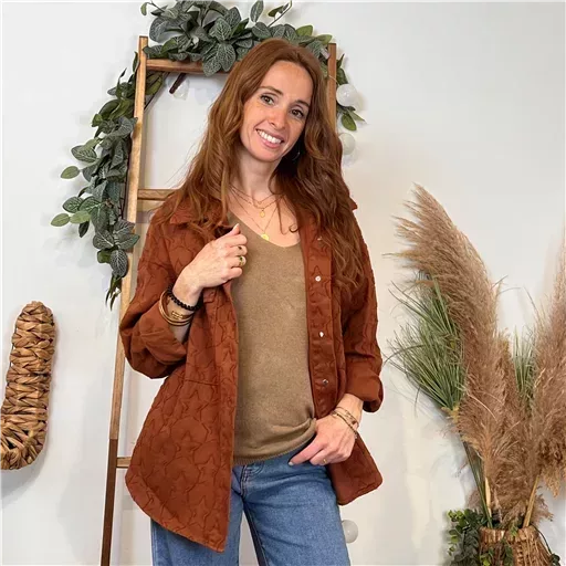 K116- Veste « Coton brodé…» (Tu) 🇮🇹 (rouille)