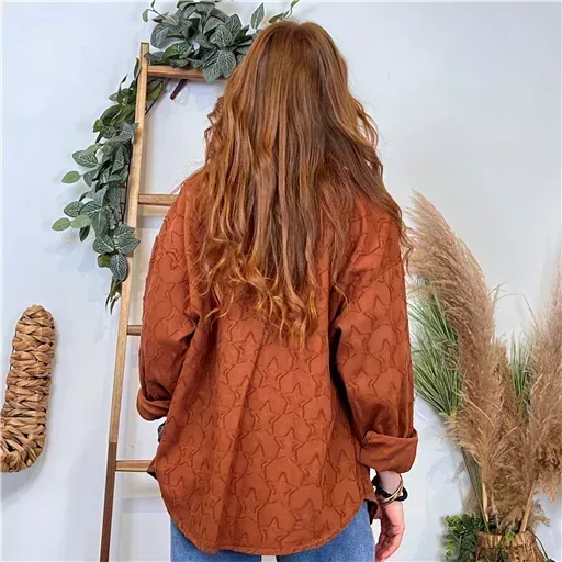 K110- Veste « Coton brodé…» (Tu) 🇮🇹 (rouille) – Image 5