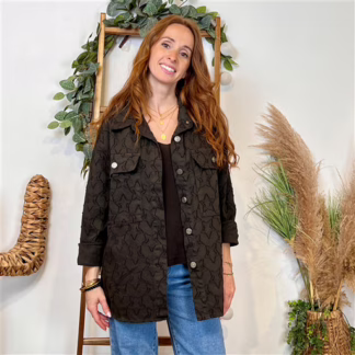 K116- Veste « Coton brodé…» (Tu) 🇮🇹 (marron)