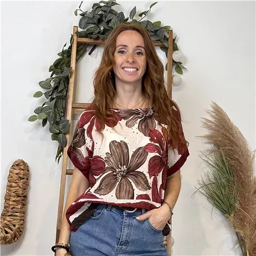 K129- Tunique Broderie anglaise (Tu) 🇮🇹 (bordeaux)