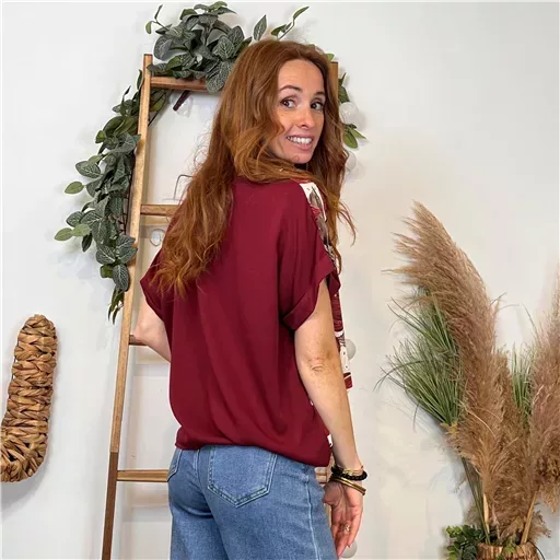 K129- Tunique Broderie anglaise (Tu) 🇮🇹 (bordeaux) – Image 3