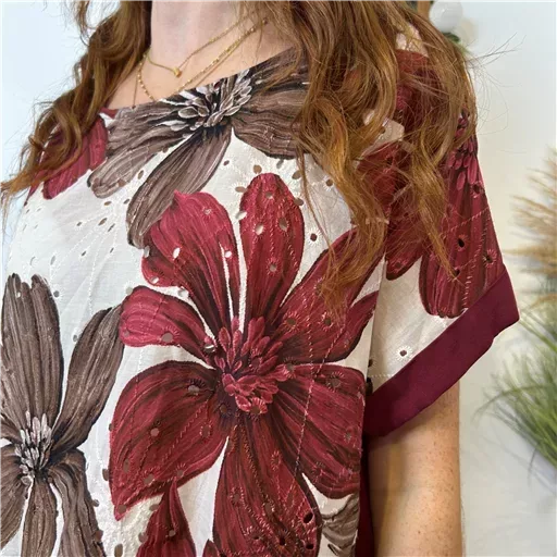 K129- Tunique Broderie anglaise (Tu) 🇮🇹 (bordeaux) – Image 5