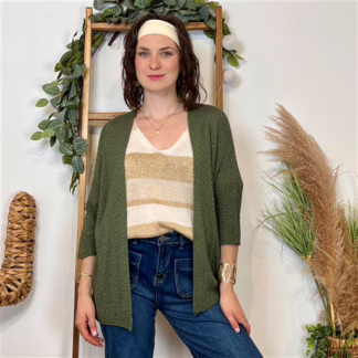 K120- Gilet sans bouton Lurex (Tu) 🇮🇹 (kaki)