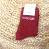 V329- Chaussettes paillettes "Amour" (bordeaux)