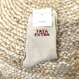 V303- Chaussettes paillettes "Tata Extra" (beige)