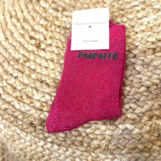 V313- Chaussettes paillettes "Parfaite" (fuchsia)