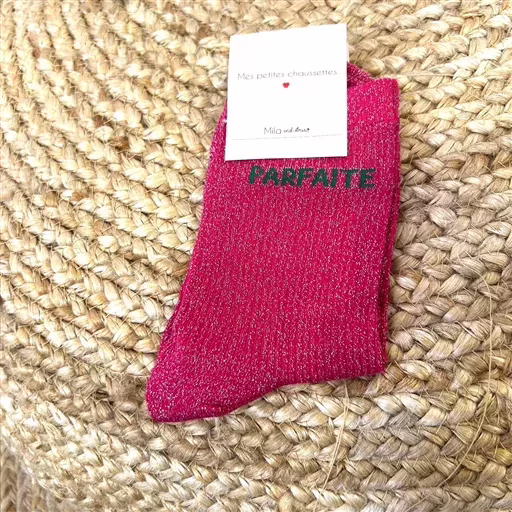 V313- Chaussettes paillettes "Parfaite" (fuchsia)