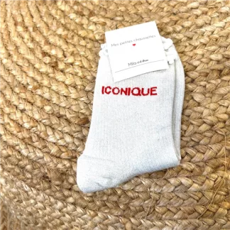 Chaussettes paillettes "iconique" (blanc)