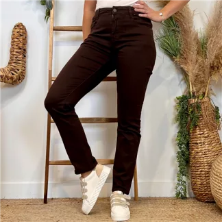 N015- Jean coupe Slim Voggo (T36-T44) (marron)