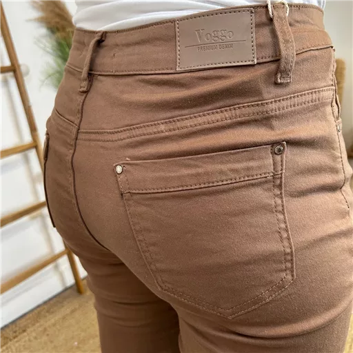 N013- Jean coupe Slim Voggo (T36-T44) (camel) – Image 6