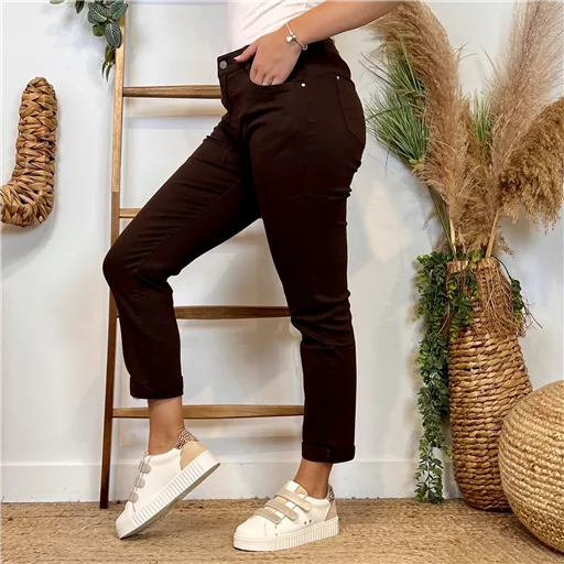 M981- Jean 7/8ème Voggo (T36-T44) (marron)