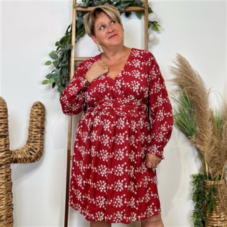 K108- Robe uni plumetis (T40-T48) (bordeaux)