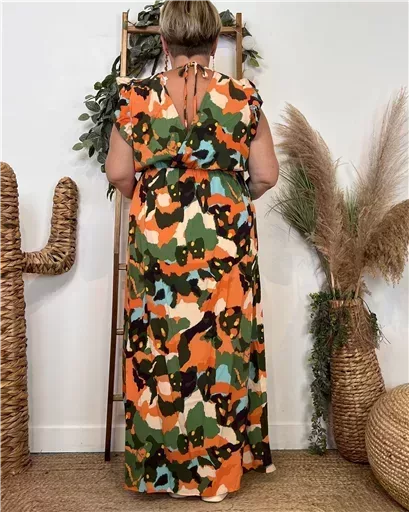 L132- Robe longue imprimée "By One" (T40-T48) (vert brésil) – Image 5