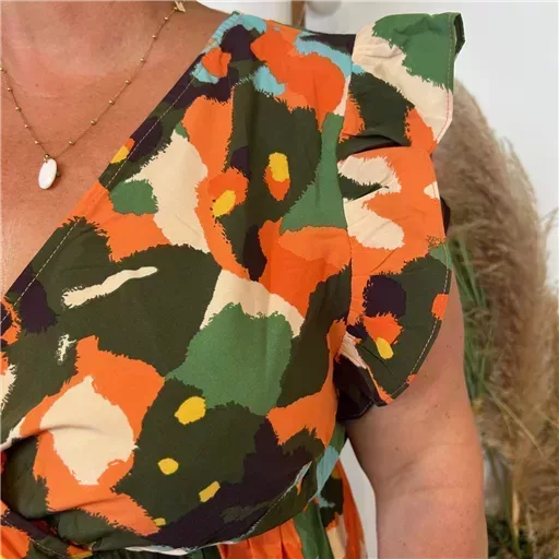 L132- Robe longue imprimée "By One" (T40-T48) (vert brésil) – Image 7