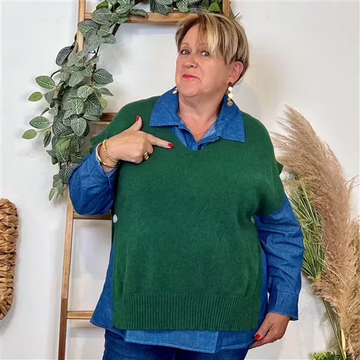 z113- Pull sans manches (Tu) (vert brésil) – Image 2