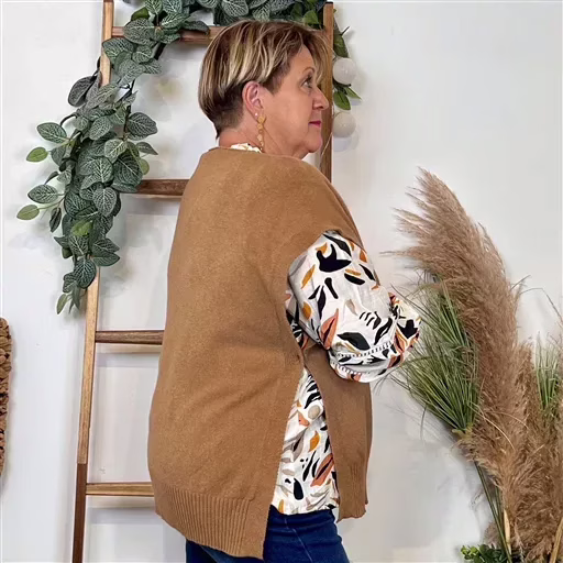 z113- Pull sans manches (Tu) (camel) – Image 5