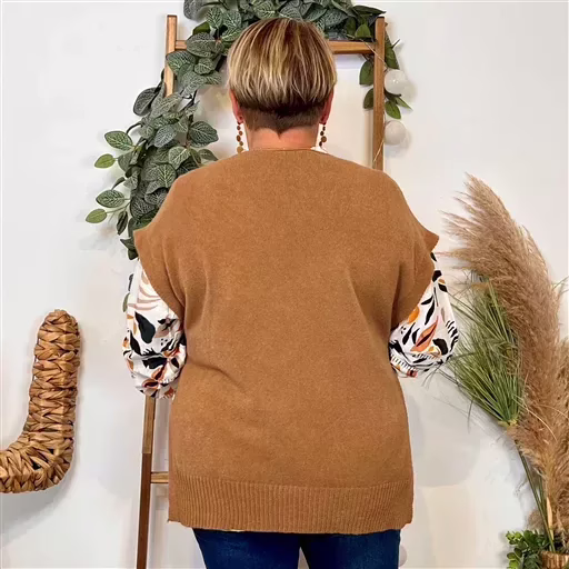 z113- Pull sans manches (Tu) (camel) – Image 7