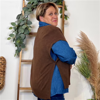 K122- Pull sans manches (Tu) (marron)