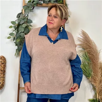 K122- Pull sans manches (Tu) (taupe)