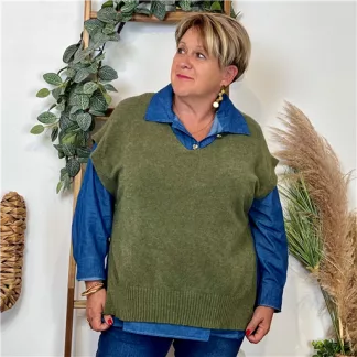 K122- Pull sans manches (Tu) (kaki)