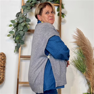 K122- Pull sans manches (Tu) (gris)