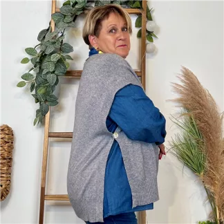 K122- Pull sans manches (Tu) (gris)