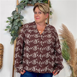 K111- Chemise Brodée By One (T40-T48) (marron)