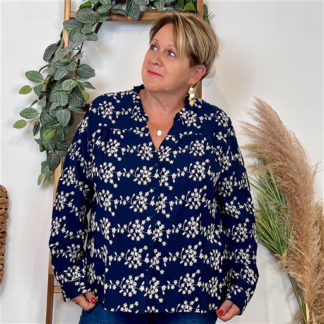 K111- Chemise Brodée By One (T40-T48) (marine)