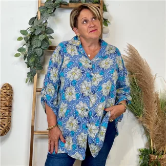 Z147- Chemise Florale (Gt) 🇮🇹 (marine)