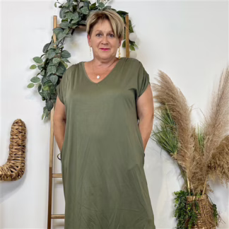 Z136- Robe longue fluide grande taille (kaki)