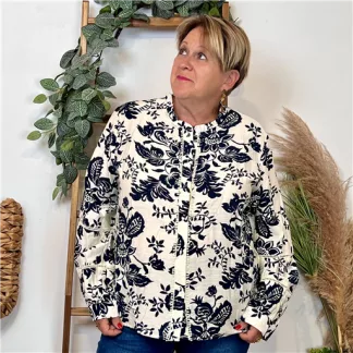 K116- Chemise imprimée By One (T40-T48) (marine)