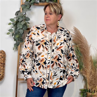 K116- Chemise imprimée By One (T40-T48) (beige)