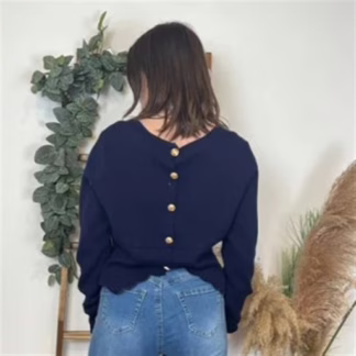 K121- Pull uni dos ouvert (Tu) (marine)