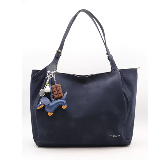 P401-Sac Shopping aspect daim Flora & Co (marine)