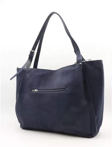 P401-Sac Shopping aspect daim Flora & Co (marine) – Image 3