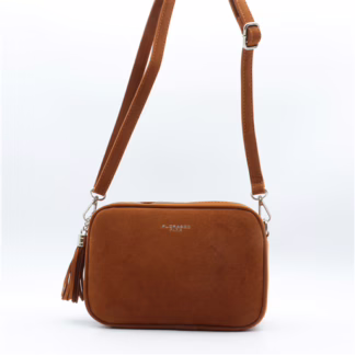 P397- Sac Zippé Pompon aspect Daim Flora & Co (camel)