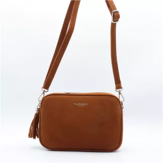 P397- Sac Zippé Pompon aspect Daim Flora & Co (camel)