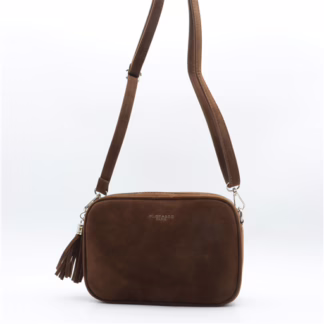 P397- Sac Zippé Pompon aspect Daim Flora & Co (marron)