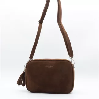 P397- Sac Zippé Pompon aspect Daim Flora & Co (marron)